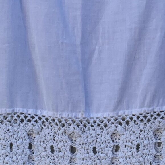 DKNY White Linen Skirt w/Cochet Panels & Drawstring Waist Size 14 - Picture 9 of 11